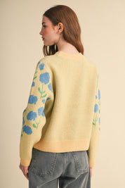 Botanical Relief Floral Applique Sweater - Westly