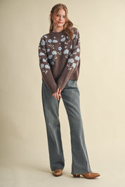 Botanical Relief Floral Applique Sweater - Westly