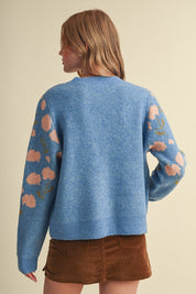 Botanical Relief Floral Applique Sweater - Westly