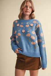 Botanical Relief Floral Applique Sweater - Westly
