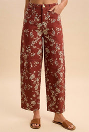 Botanical Rodeo Floral Denim Barrel Pants - Westly