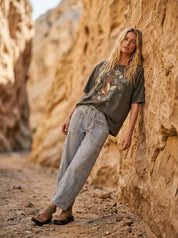 Botanical Tiger Vintage - Wash Oversized Graphic Tee - Westly