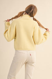 Botanical Zip Floral Knit Cardigan in Butter Flower - product photo 4