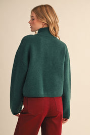 Botanical Zip Floral Knit Cardigan in Pine Green Flower - product photo 7