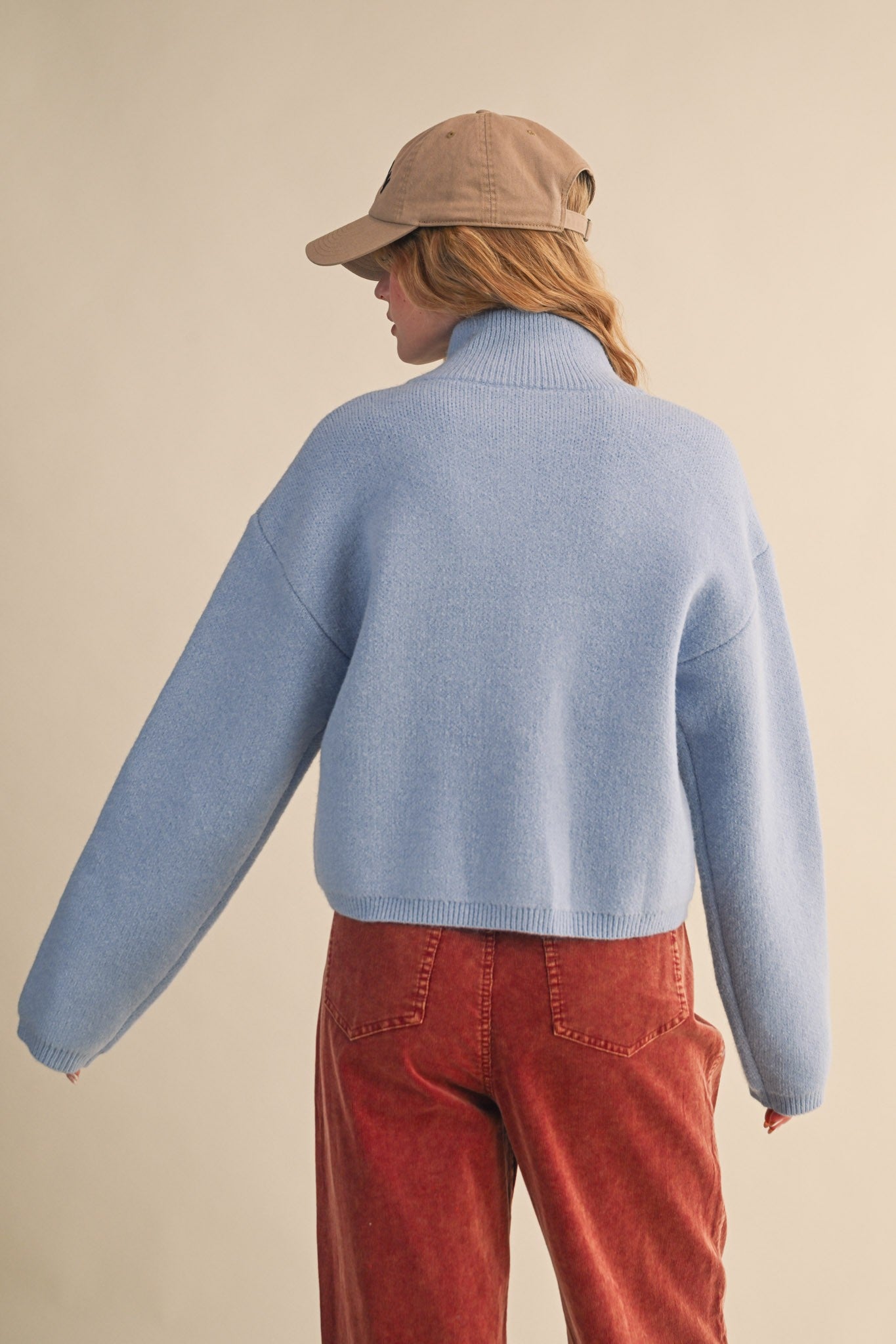 Botanical Zip Floral Knit Cardigan in Sky Blue Flower - product photo 5