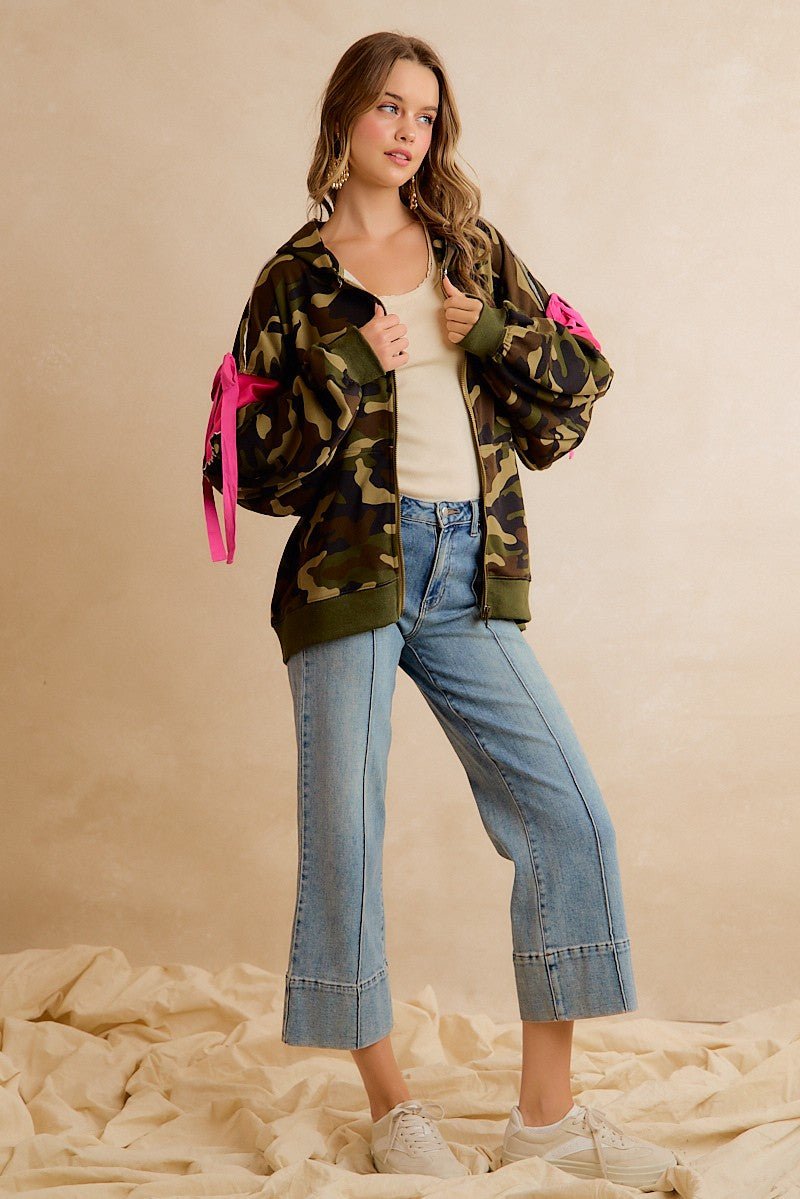 Bow and Arrow Camo Ribbon Zip Hoodie - Westly