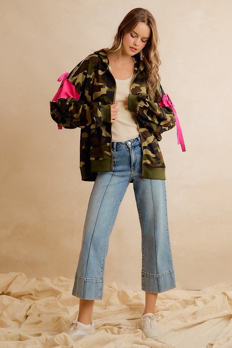 Bow and Arrow Camo Ribbon Zip Hoodie - Westly