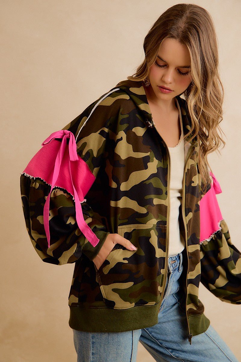 Bow and Arrow Camo Ribbon Zip Hoodie - Westly