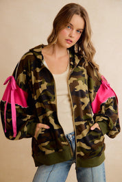 Bow and Arrow Camo Ribbon Zip Hoodie - Westly