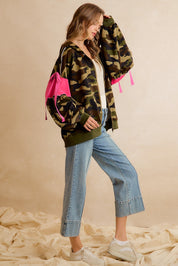 Bow and Arrow Camo Ribbon Zip Hoodie in Camo Pink, photo 5