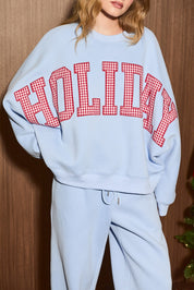 Boxing Day Varsity Holiday Sweatshirt in Light Blue — product photo 07