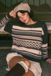 Braemar Fair Isle Crewneck Sweater in Mocha - product photo 1