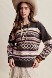 Braemar Fair Isle Crewneck Sweater in Mocha - product photo 4