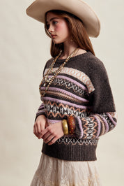 Braemar Fair Isle Crewneck Sweater in Mocha - product photo 8