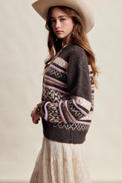 Braemar Fair Isle Crewneck Sweater in Mocha - product photo 9