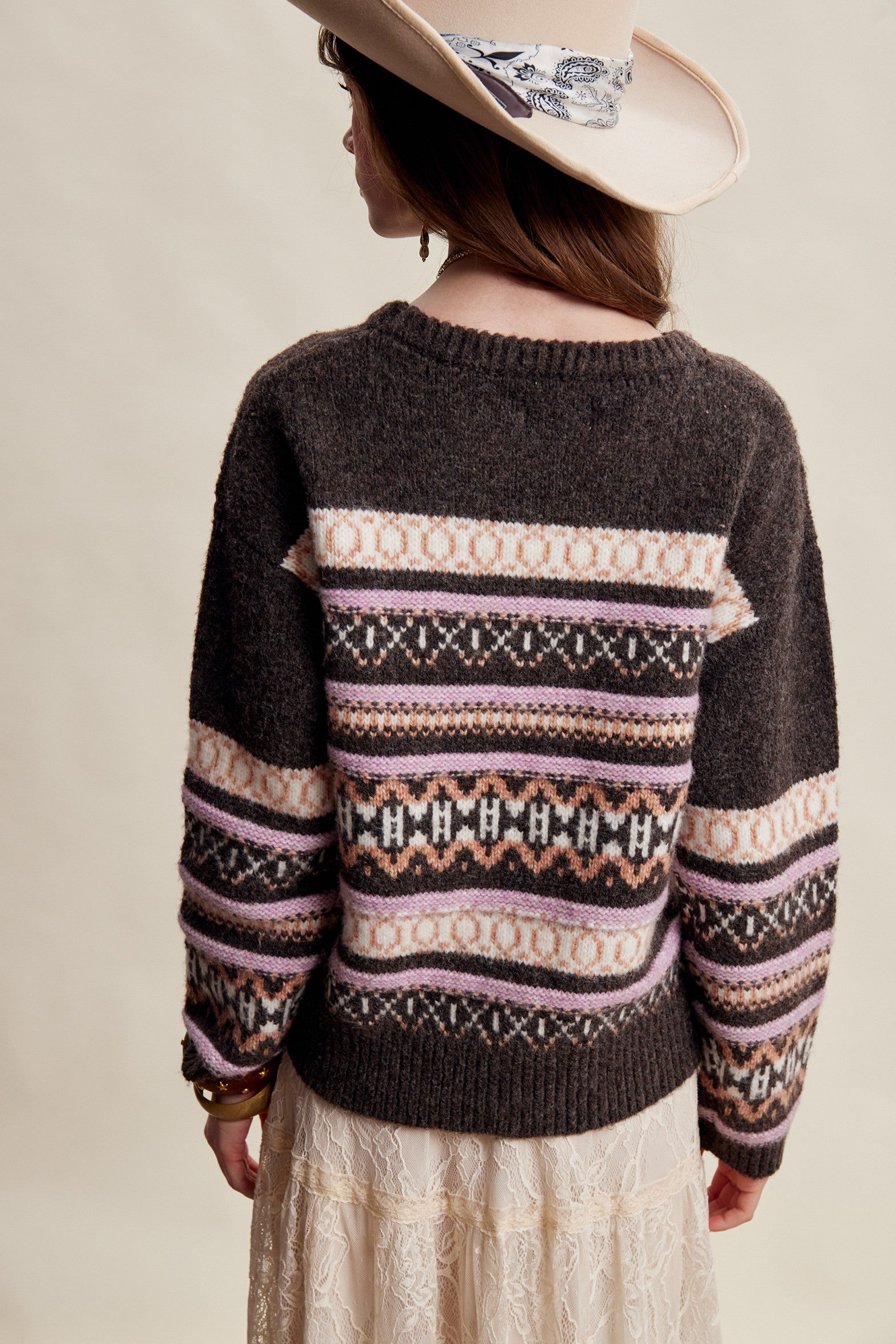 Braemar Fair Isle Crewneck Sweater in Mocha - product photo 10