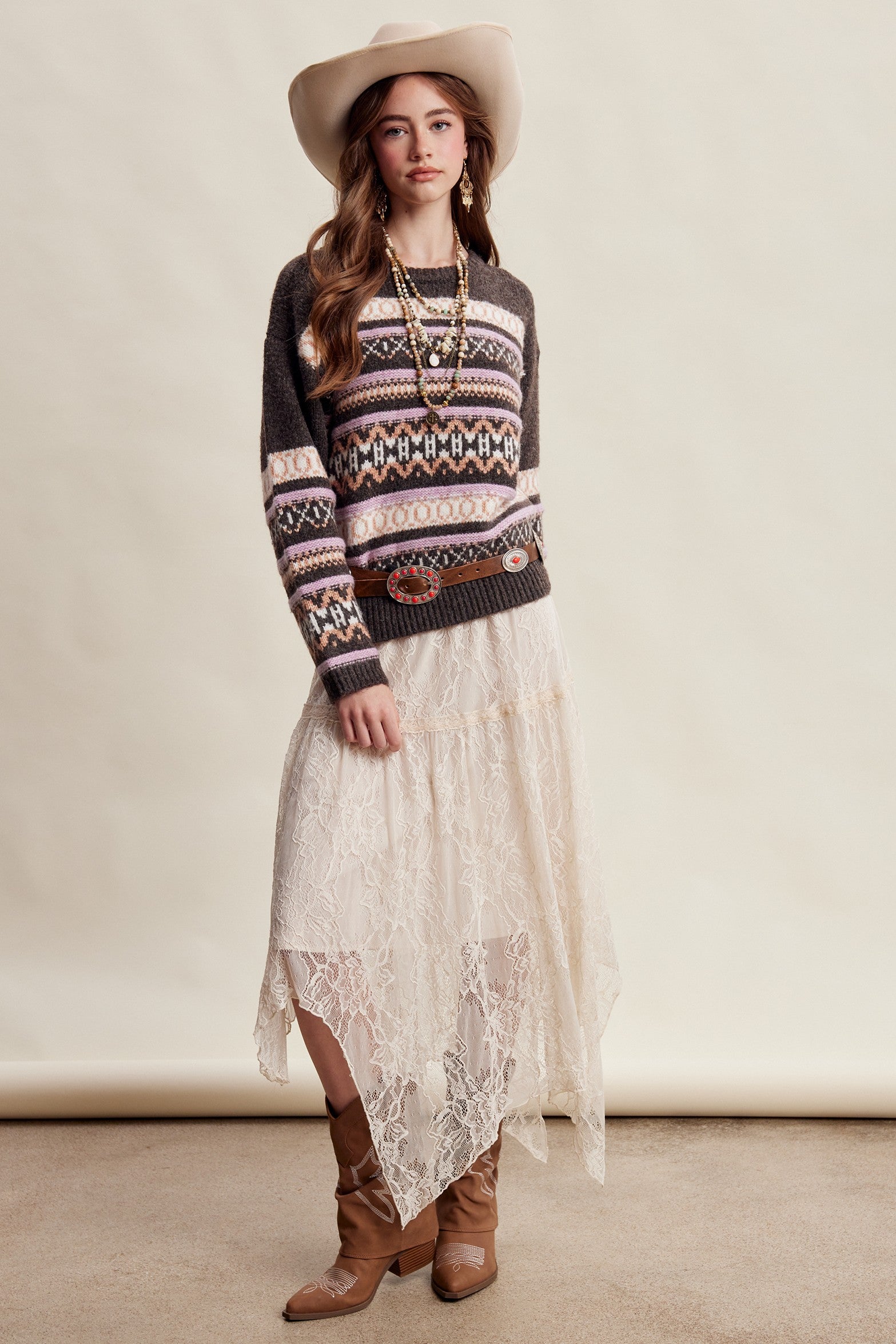 Braemar Fair Isle Crewneck Sweater in Mocha - product photo 11