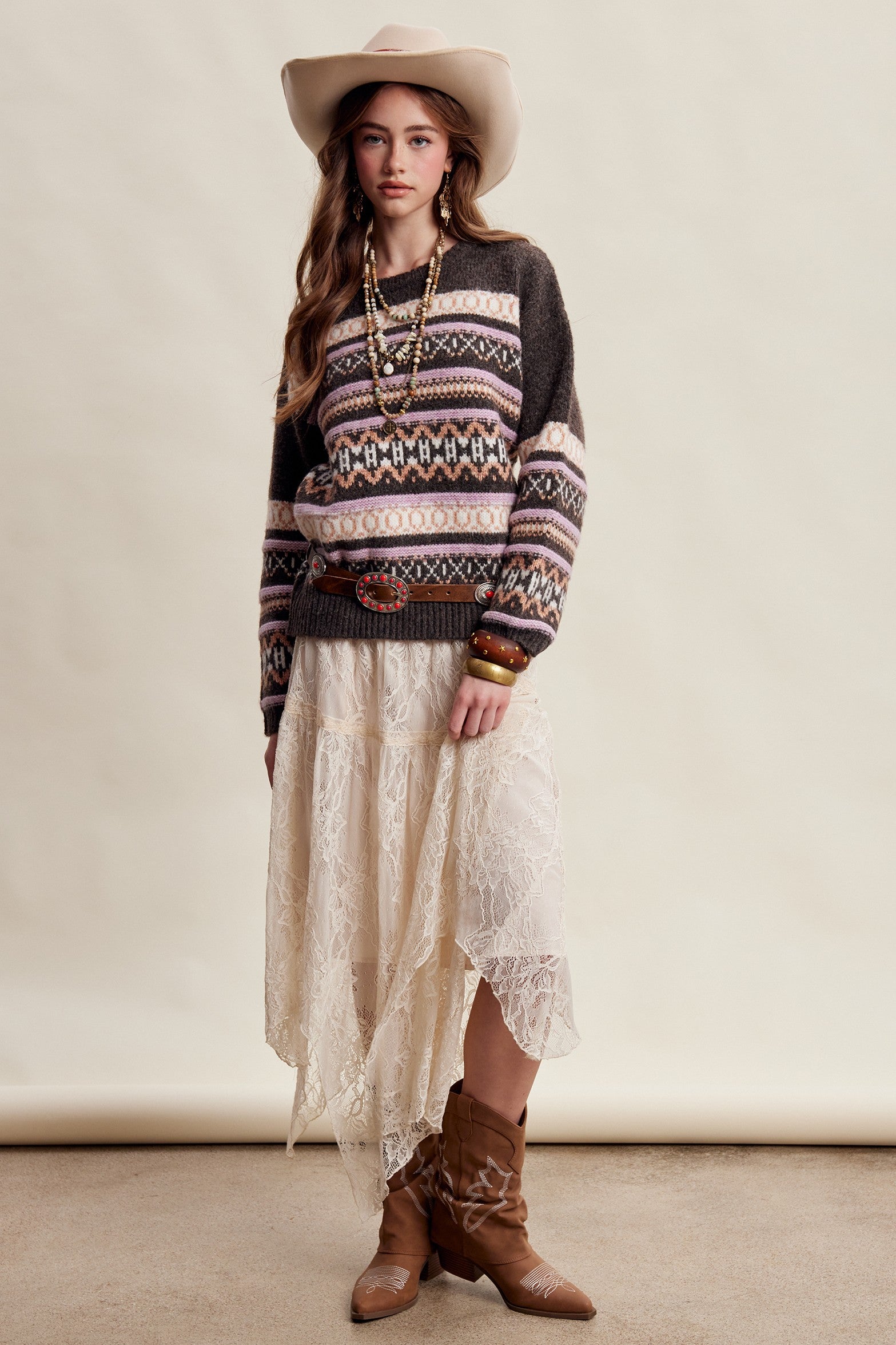 Braemar Fair Isle Crewneck Sweater in Mocha - product photo 12