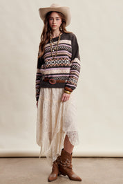 Braemar Fair Isle Crewneck Sweater in Mocha - product photo 12