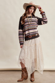 Braemar Fair Isle Crewneck Sweater in Mocha - product photo 13