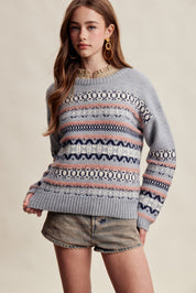 Braemar Fair Isle Crewneck Sweater in Slate Blue - product photo 1