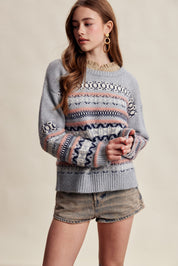 Braemar Fair Isle Crewneck Sweater in Slate Blue - product photo 3