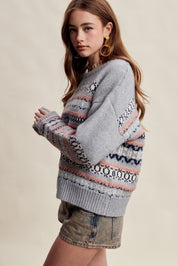 Braemar Fair Isle Crewneck Sweater in Slate Blue - product photo 7