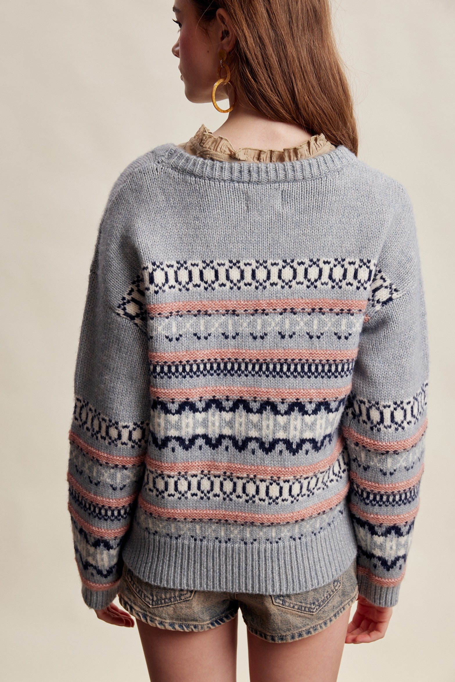 Braemar Fair Isle Crewneck Sweater in Slate Blue - product photo 8