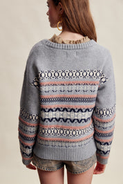 Braemar Fair Isle Crewneck Sweater in Slate Blue - product photo 8
