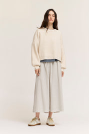 Breezeway Oversized Rib Knit Sweater in Cream, photo 3