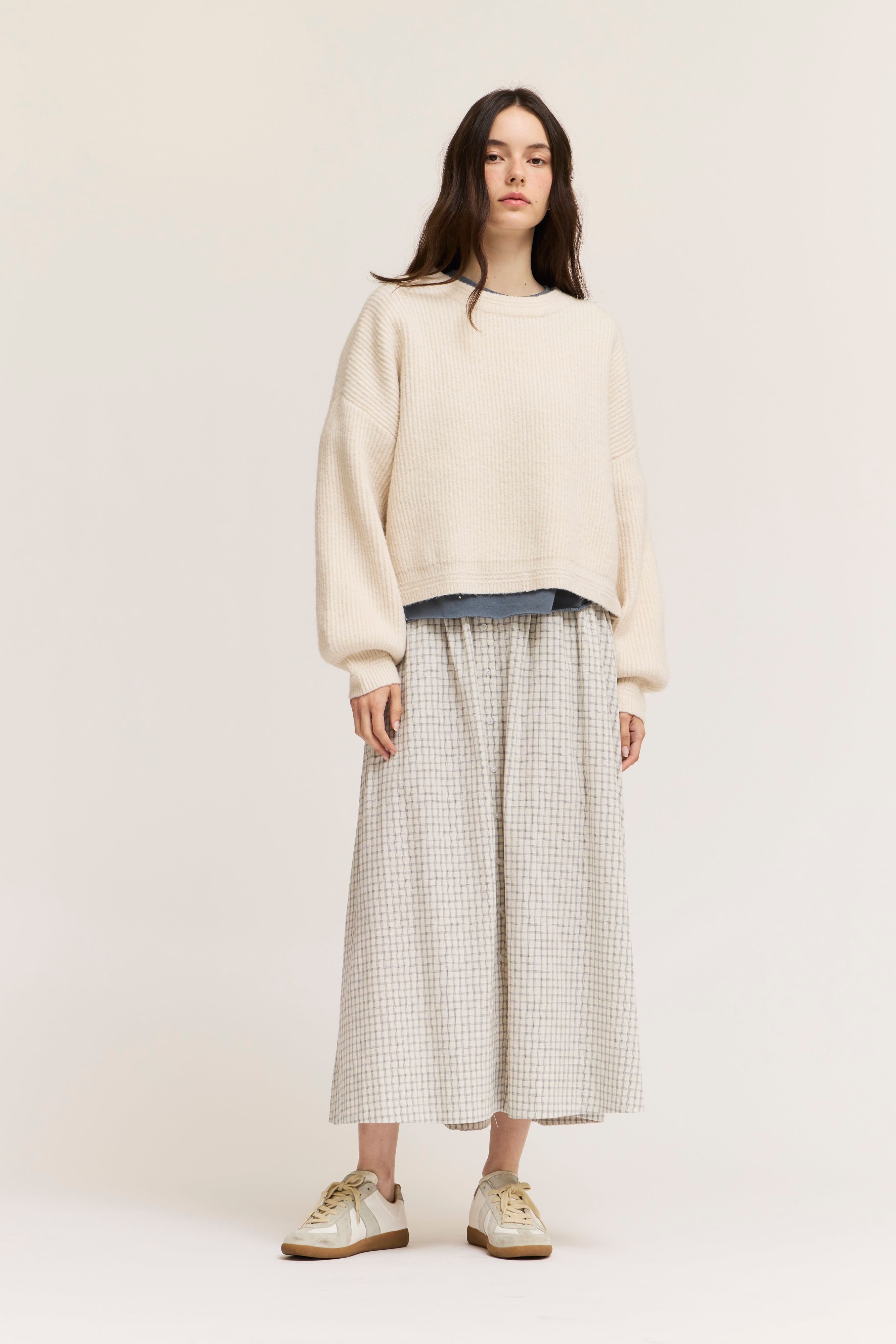Breezeway Oversized Rib Knit Sweater in Cream, photo 3
