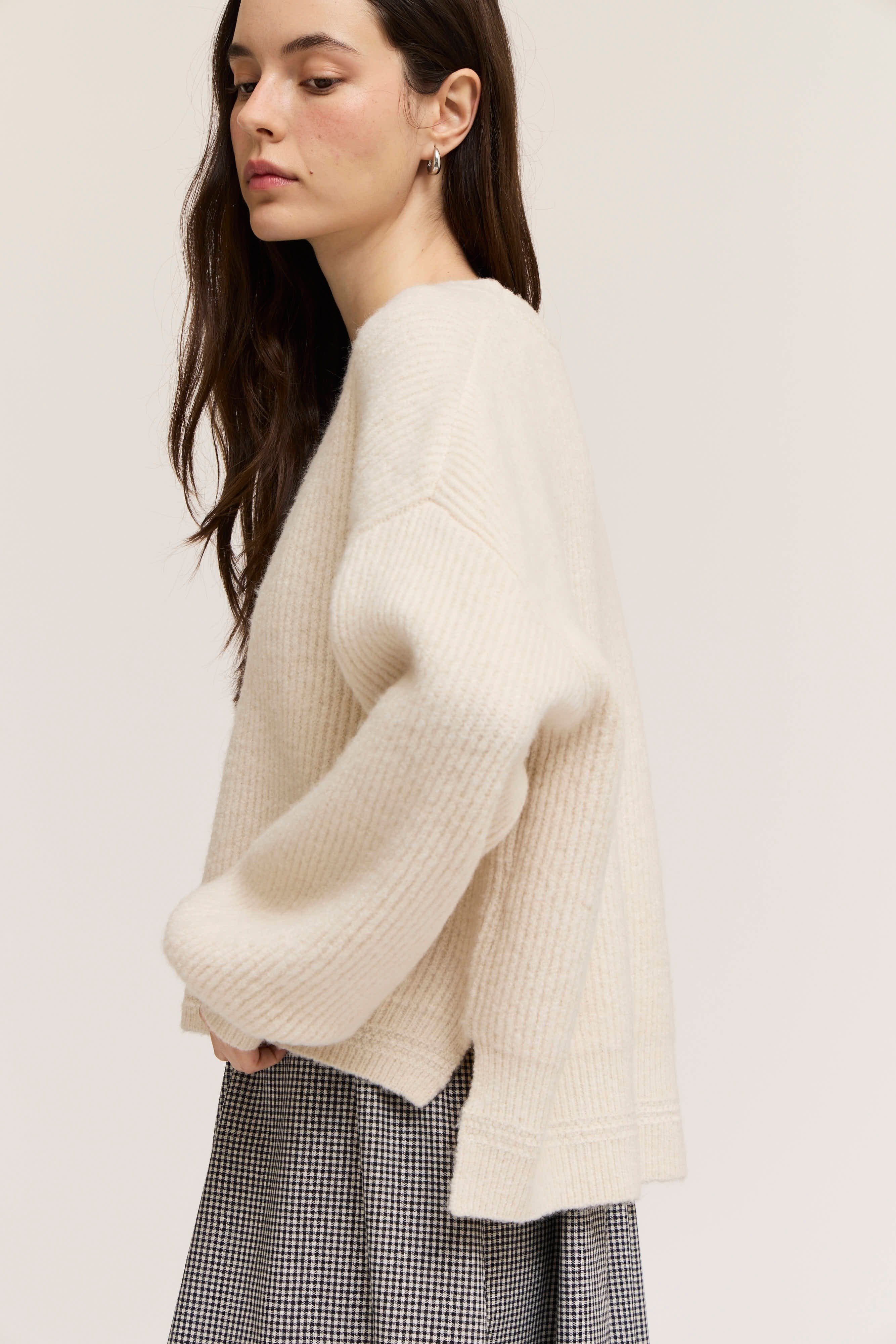 Breezeway Oversized Rib Knit Sweater in Cream, photo 4