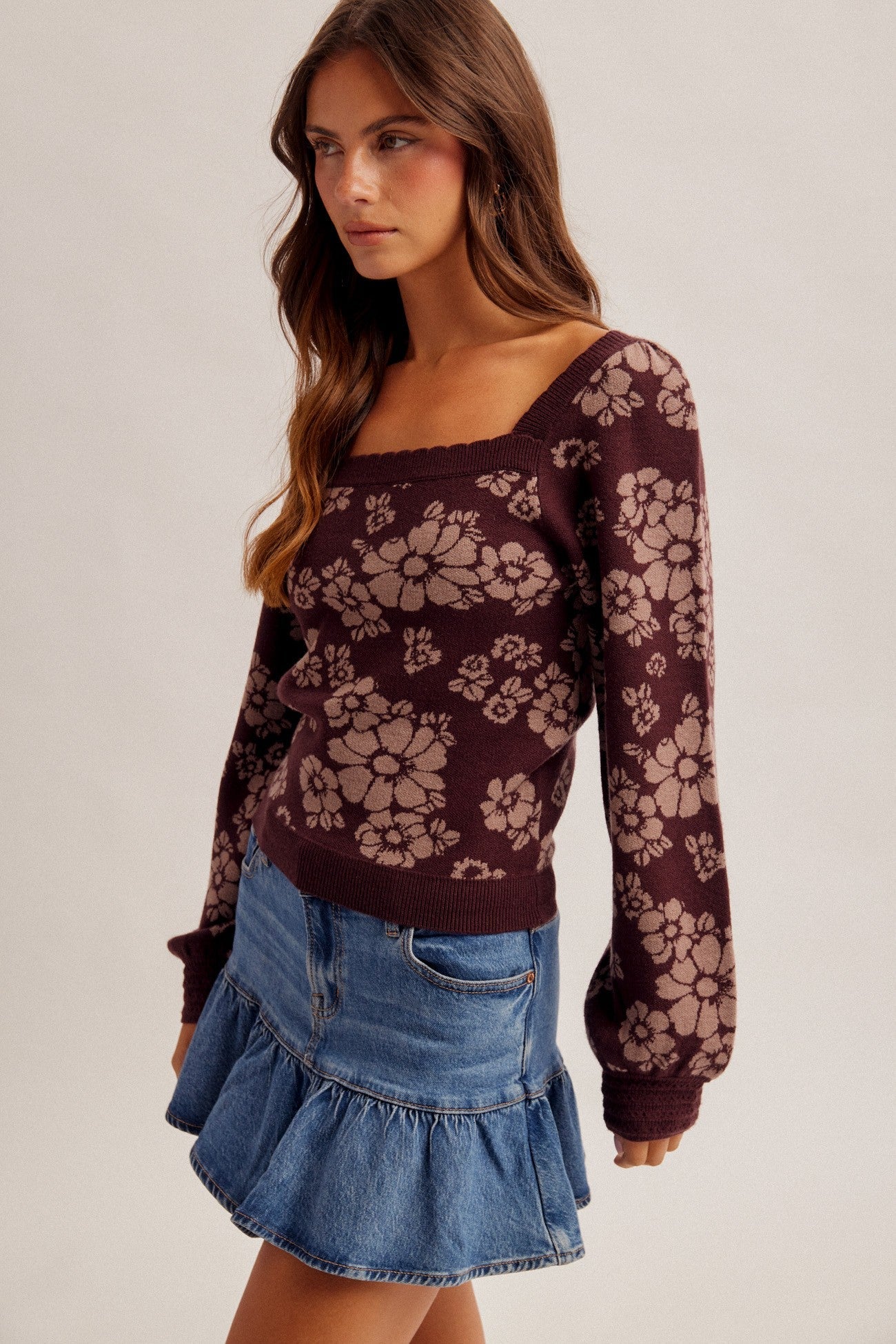 Briarfield Floral Square Neck Sweater - Westly