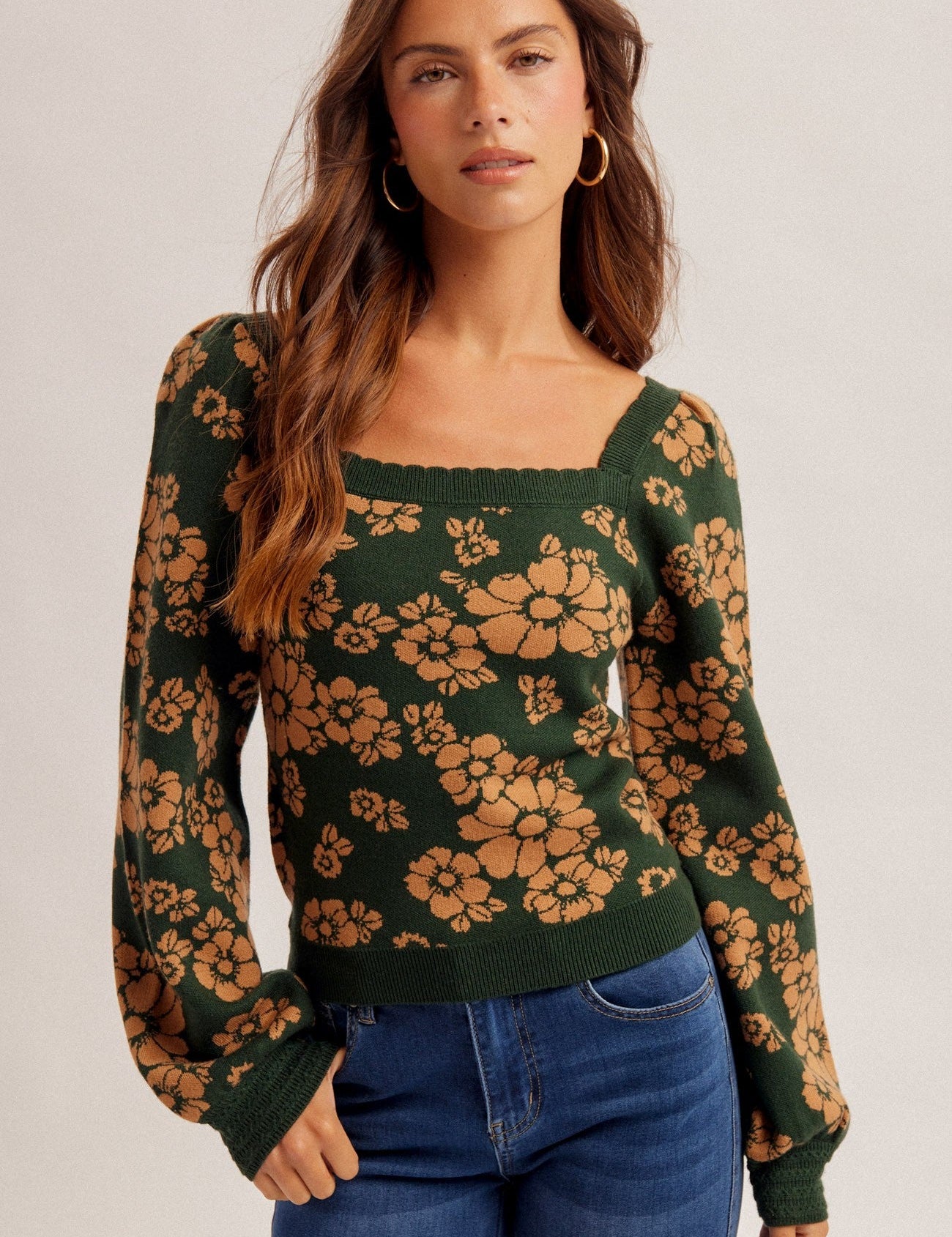 Briarfield Floral Square Neck Sweater - Westly