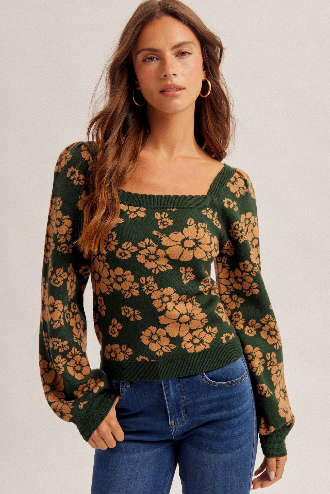 Briarfield Floral Square Neck Sweater - Westly