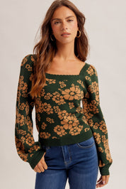 Briarfield Floral Square Neck Sweater - Westly