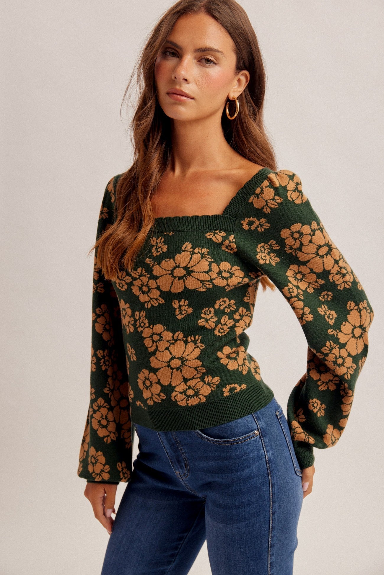 Briarfield Floral Square Neck Sweater - Westly