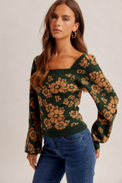 Briarfield Floral Square Neck Sweater - Westly