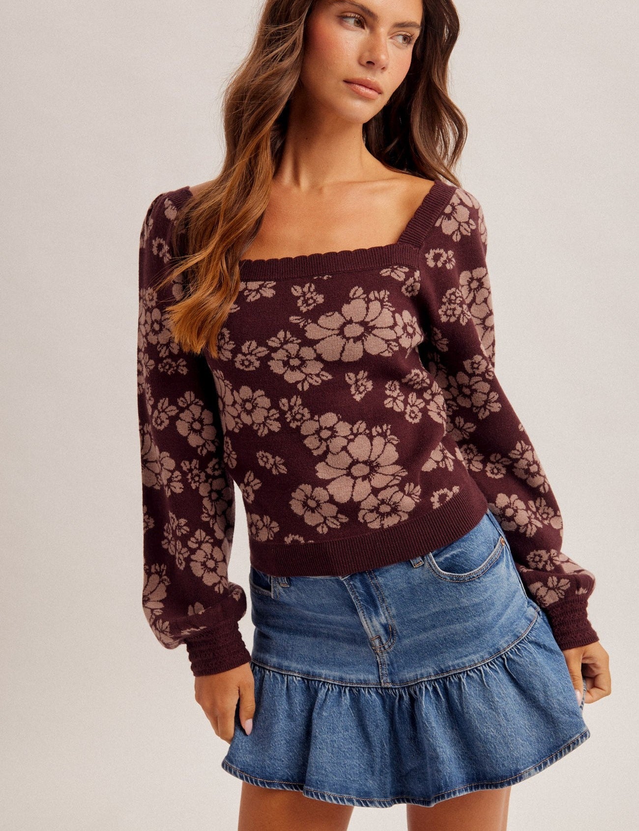 Briarfield Floral Square Neck Sweater - Westly