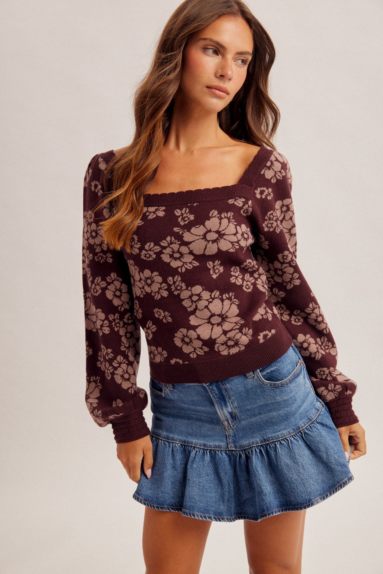 Briarfield Floral Square Neck Sweater - Westly