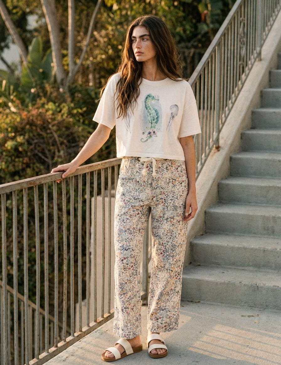 Bridgette Pull - on Printed Rope String Pants - Westly