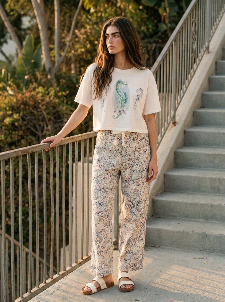 Bridgette Pull - on Printed Rope String Pants - Westly
