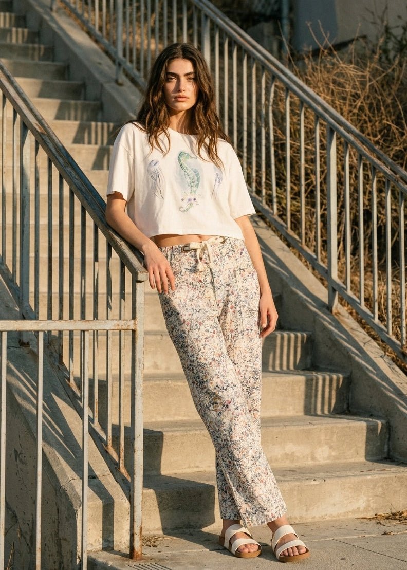 Bridgette Pull - on Printed Rope String Pants - Westly