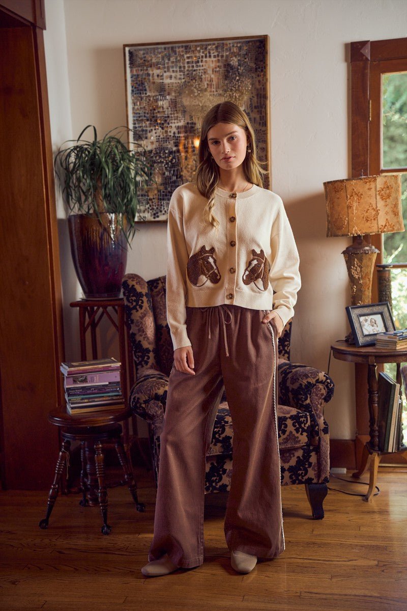Bridle Path Horse Jacquard Cardigan - Westly