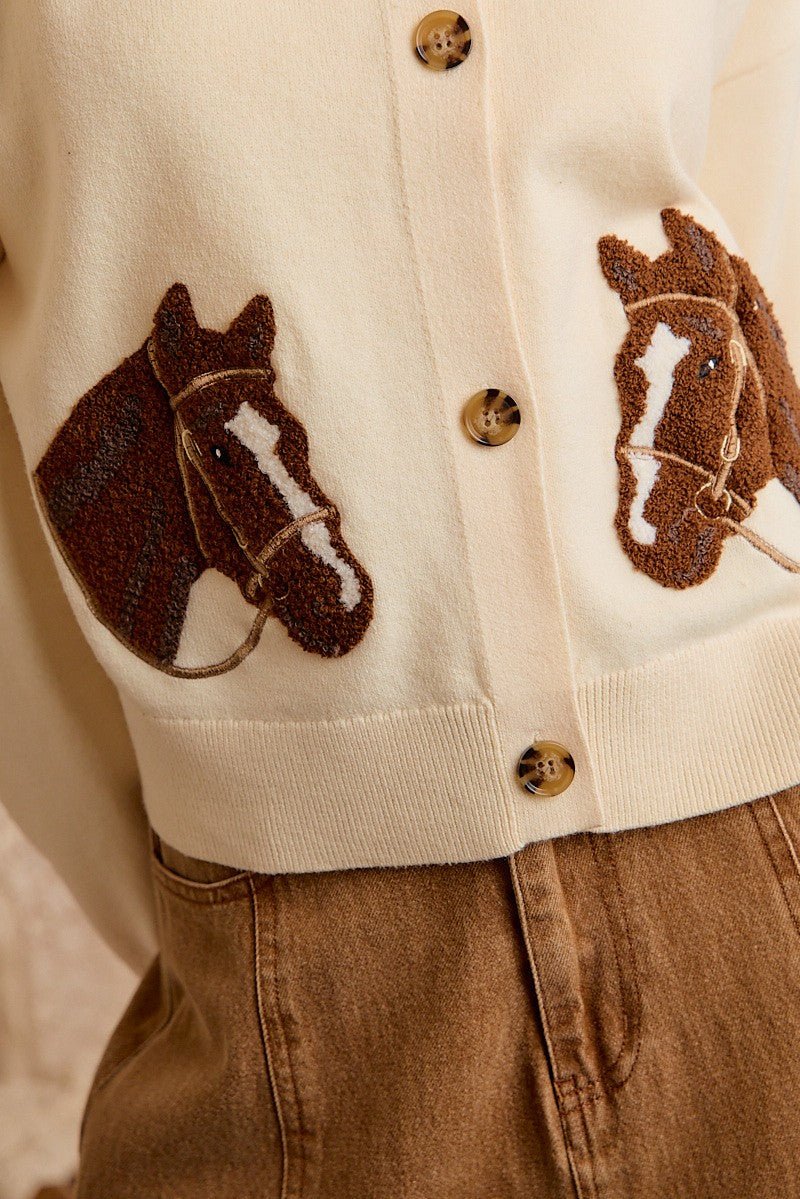 Bridle Path Horse Jacquard Cardigan - Westly
