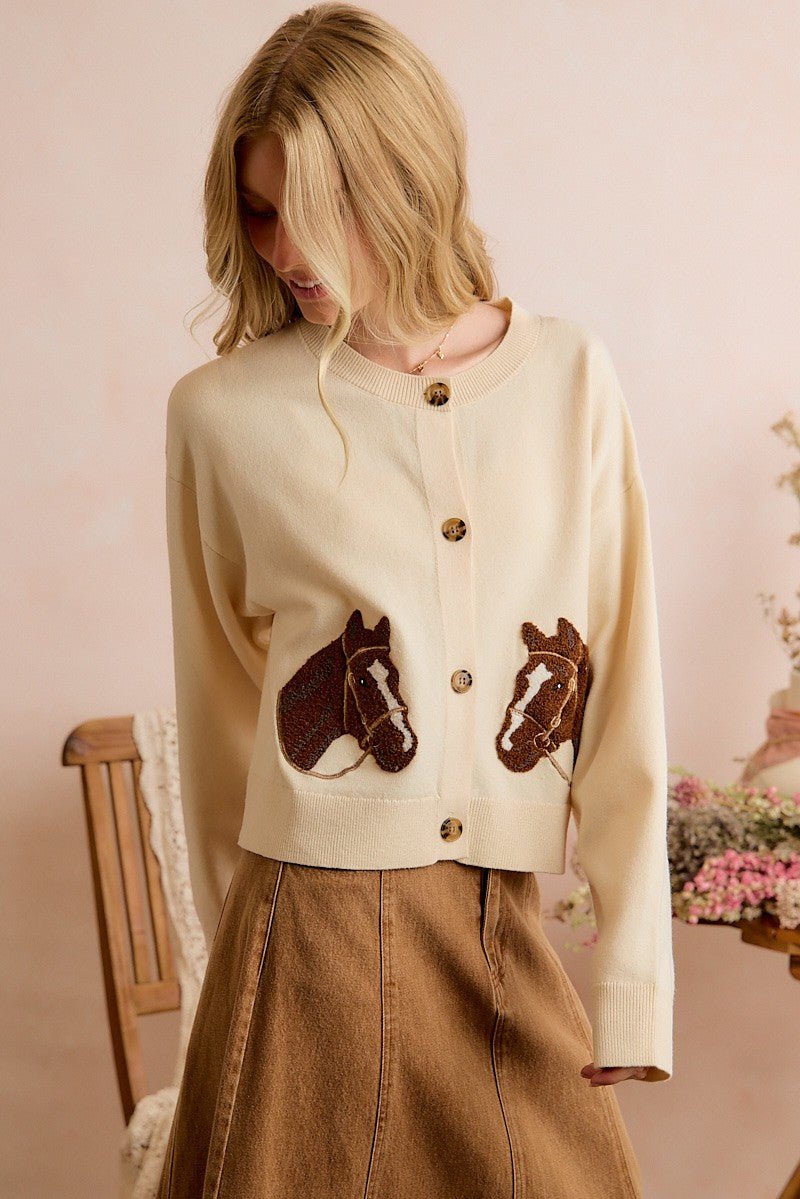 Bridle Path Horse Jacquard Cardigan - Westly