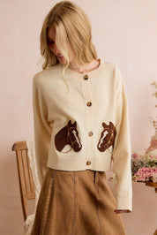 Bridle Path Horse Jacquard Cardigan - Westly