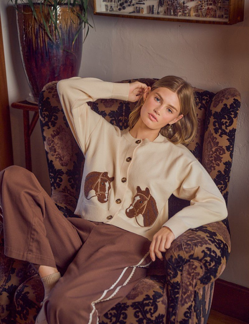 Bridle Path Horse Jacquard Cardigan - Westly