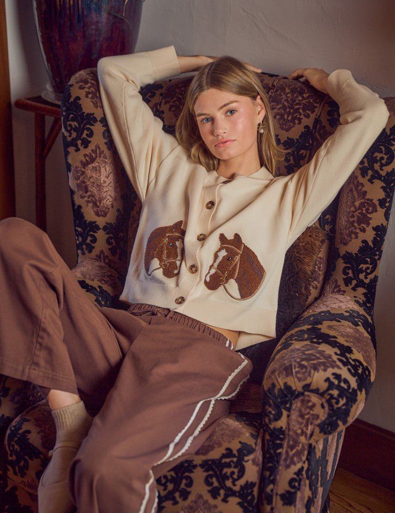 Bridle Path Horse Jacquard Cardigan - Westly