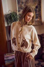 Bridle Path Horse Jacquard Cardigan - Westly